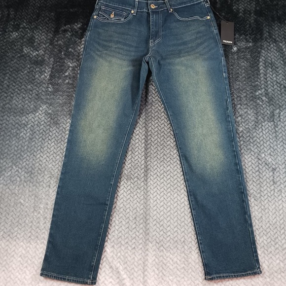 True Religion Geno Slim Jeans Men's Medium Amber Nights Wash Studded Flap 33x32 - Picture 2 of 13